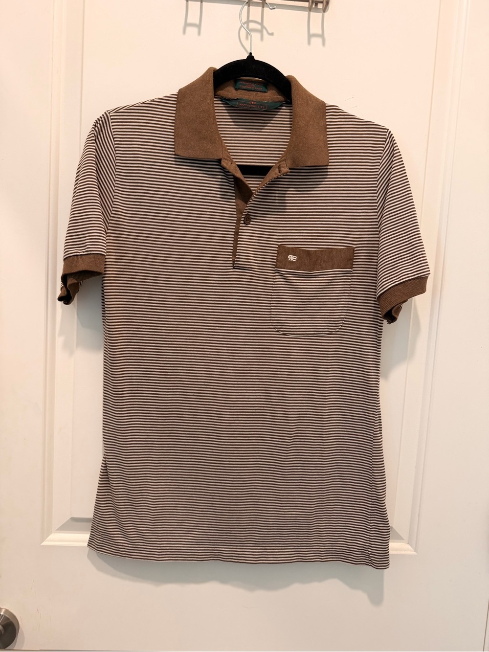 Rossetti Linea Vogue Alberto Rosi Como Striped Knit Polo Shirt Brown Size M